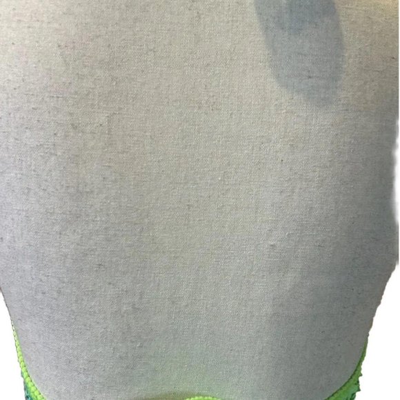 Delicious Green Blue 2 Piece Small Triangle Bottom Halter Open Front One Size - Picture 2 of 3